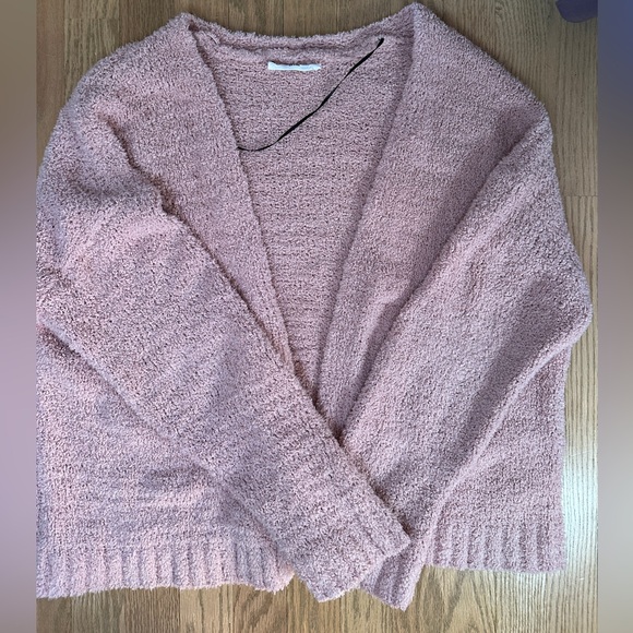 Double Zero Sweaters - Double Zero Pink Fuzzy Cardigan - Size Small